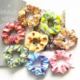 韓版清新水果大腸圈發(fā)圈 布藝盤(pán)發(fā)發(fā)圈 1元店2元店貨源批發(fā)